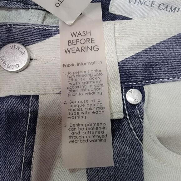 Vince Camuto Jeans Womens 2 Striped Navy White Five Pocket Skinny Retro Preppy - Picture 16 of 16
